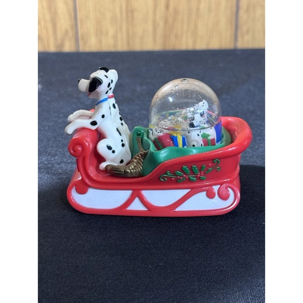 VTG‎ 101 Dalmatians McDonald's Disney Christmas Ornament Dogs Sleigh Snow Globe